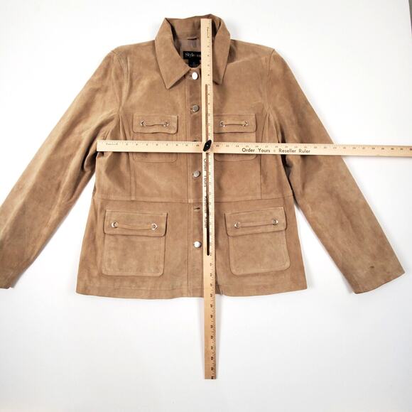 Style & Co. Collection Brown Tan 100% genuine Leather Jacket Coat Size XL - Picture 3 of 11